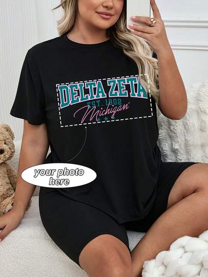 Customized Plus Sport T-Shirt Suitable For All Seasons, Can Feature Your Photos (Banner/ Badge/ Couple Photo/Family Photo/Selfie/Pet Photo).