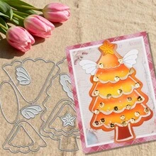 创意圣诞树模具，DIY剪贴簿相册和压花模板，贺卡制作工具，卡片纸切割工艺品，礼品卡制作模板模切。 - 銀色 - 查看 6