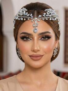 1pc Sparkling European And American Style Crystal Headband, Suitable For Bride, Birthday Party, Dinner, Women Hair Accessories - Silver - View 12