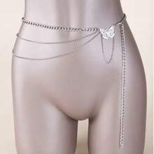 1件银色性感蝴蝶吊坠腰链，女士身体饰品礼物 - 銀色 - 查看 1