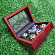 LOS ANGELES BASEBALL GIFT SET 1955 1959 1963 1965 1981 1988 2020 WORLD CHAMPIONSHIP RING, 7 RINGS SET WITH 7-HOLE WOODEN DISPLAY BOX PACKAGING, HOLIDAY GIFT FOR BASEBALL FANS - Gold - View 3