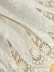 1 Yard Embroidered Decorative Lace Trim, 48cm Hollow Embroidery Fabric For Clothing, Dress, DIY Sewing Supplies - Openwork Flowers - View 6