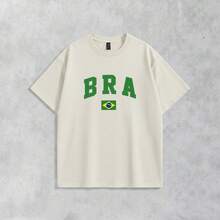 Men's Basic T-Shirt Brazil Hexa 100% Cotton Crew Neck Unisex - 奶油色 - 查看 8