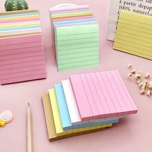 96/72/48pcs High Adhesion Memo Pads With Lines, Suitable For School, Office, Home Use (24pcs/Pack) Reusable Multi-Functional Student Striped Cartoon Office Memo Sticky Notes - Cute Striped Spiral Memo Pad Colorful Square Sticky Notes Student Striped Cartoon Office Memo Sticky Notes Cute Striped Lined Memo Pad, Tearable Self-Adhesive Reusable Lined Sticky Notes - one-size - View 1