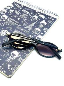 Women's Retro Semi-Round Sunglasses With UV400 Protection, Fashionable 2026, Durable, Stylish Oval. - 黑框漸變黑 - 查看 6