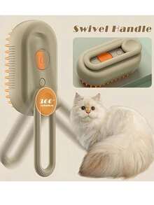 Cepillo eléctrico recargable por USB para masaje y pulverización de agua para mascotas, accesorio de 3 en 1 para eliminar el pelo de gato, Cepillo de vapor de silicona portátil de autolimpieza para gatos y perros, masaje cómodo y eliminación de pelo, cuidado del pelo - Blanco - Ver 7