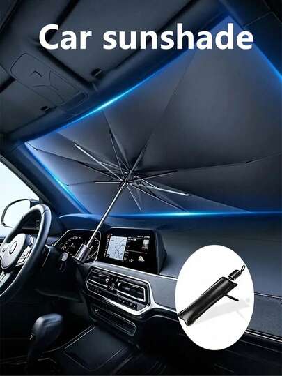 Titanium Silver Car Sun Visor - Foldable Windshield Sunshade, Heat-Resistant Dashboard Protector With Storage Bag, Suitable For Sedan, SUV, Truck (Car Sun Visor)