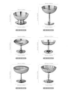 Un conjunto de platos de postre, tazones para verduras, tazas de helado de acero inoxidable, bandejas, tazas de pudín de té de la tarde, platos lindos, bandejas, portavelas, adecuados para reuniones familiares, banquetes de bodas y eventos de Ramadán. - Color acero inoxidable - Ver 10
