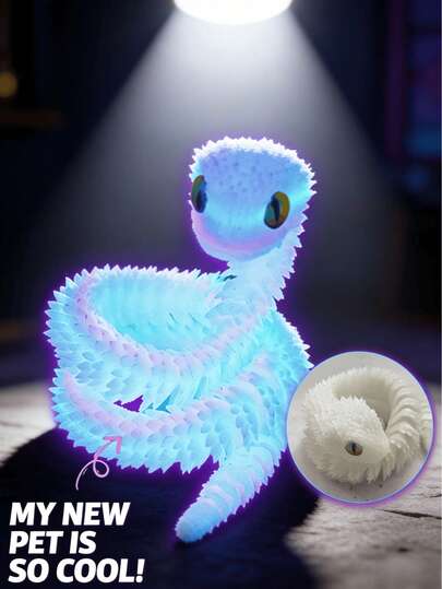 30CM/11.81in Juguete decorativo de víbora realista impreso en 3D - Escamas azul-púrpura vívidas, regalo de Halloween con tema de horror moderno, adecuado para entusiastas de la fantasía, adorno de escritorio de plástico duradero, sin electricidad requerida, diseño de serpiente biónica, textura exquisita, estilo retro, apariencia hecha a mano, estatua coleccionable, decoración del hogar para Navidad, Halloween y otoño (color de ojos aleatorio, incluidos los que no se muestran en la imagen)