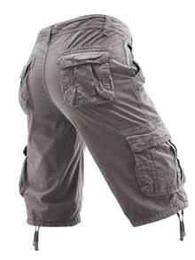 Men's Cargo Shorts Washed Cotton Casual  Multi Flap Pockets Lightweight Comfortable Summer Bottoms For Urban Streetwear Daily Commute Weekend Outings,Mens Clothes - Xám - Xem 6
