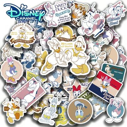 Disney 迪士尼50张唐老鸭和朋友贴纸，创意涂鸦贴纸，办公用品，手机和电脑贴纸，高价值，精致，酷炫贴纸，趣味，经典，彩色卡通设计，礼品装饰，手机壳装饰贴纸，可重复使用，彩色卡通设计，适用于水瓶、滑板、手机等，是学习用品的完美之选，也是节日送礼佳品。