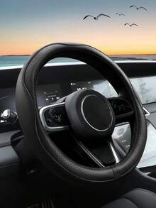 高级真皮方向盘套 - 菱形缝线搭配防滑橡胶衬里，适用于 14.5-15 英寸方向盘，四季皆宜，超柔软超细纤维皮革方向盘套 - 菱形壓花把套 - 查看 10