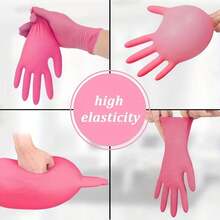 100pcs Per Pack, Available In Deep Pink And Light Purple. Disposable Nitrile Gloves. Sizes: S, M, L, XL. Durable, Waterproof, And Thickened, Suitable For Household Cleaning. Also Applicable For Kitchen, Bathroom, Cleaning, Tattooing, Beauty Care, Hair Coloring, Pet Care, Beauty Salon, Cleaning Supplies, Kitchen Essentials, Etc. - 100件粉紅色 - 查看 2