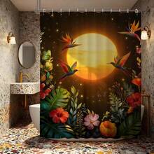 Rèm tắm Golden Sun Hummingbird Paradise, họa tiết chim ruồi rực rỡ với hoa thiên đường trên nền hoàng hôn lung linh, chất liệu polyester chống thấm nước, nhanh khô, kèm móc treo, trang trí phòng tắm chủ đề nhiệt đới độc đáo, quà tặng trang trí phòng tắm phong cách thiên nhiên ấn tượng. - màu vàng - Xem 8