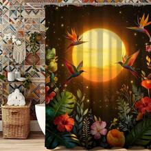 Rèm tắm Golden Sun Hummingbird Paradise, họa tiết chim ruồi rực rỡ với hoa thiên đường trên nền hoàng hôn lung linh, chất liệu polyester chống thấm nước, nhanh khô, kèm móc treo, trang trí phòng tắm chủ đề nhiệt đới độc đáo, quà tặng trang trí phòng tắm phong cách thiên nhiên ấn tượng. - màu vàng - Xem 11