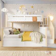 Kids Bed Frames, Headboards & Footboards - White+Natural + Pine + 140cm*200cm - View 5