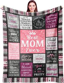 "Best Mommy Ever" Flannel Throw Blanket - Heartfelt Mother's Day, Christmas & Birthday Gift For Mom, Cozy 60"X50" Throw - 多色1 - 查看 10