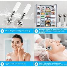 1/2个美容按摩球面部提拉紧致仪，面部冷疗按摩器，面部及眼部按摩美容冰敷器 - 彩色 - 查看 2