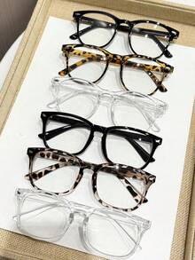 6pcs Women's Square Plastic Full-Rim Bright Color Windproof Cute Multi-Color Classic Portable INS Style Casual Glasses Set, Suitable For Various Face Shapes, Applicable For Reading, Office, School And Other Occasions - trắng - Xem 13