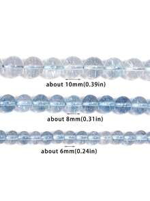 1串天然浅蓝色托帕石珠，蓝色裂纹水晶散珠，适用于珠宝DIY制作手链、男女项链 - 淺藍色 - 查看 5