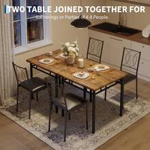 Juego de Mesa de Comedor para 2 Personas, pequeña Mesa de Cocina con sillas tapizadas, sillas de Comedor de Madera de Granja para Sala de Cocina, Espacios pequeños, Departamento - Mesa Marrón + 2 Sillas - Ver 3