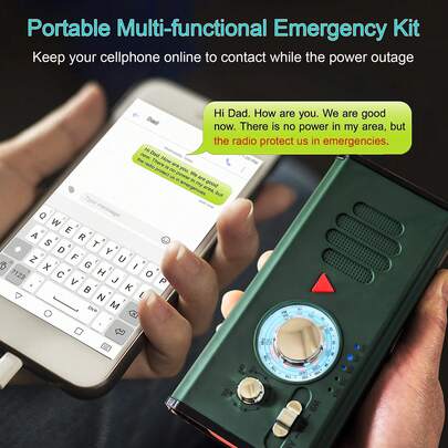 手摇便携式 NOAA 天气应急收音机，太阳能备用电池，AM/FM 收音机，SOS 报警，4000mAh 可充电移动电源，1 个 LED 手电筒，Type-C 接口，适用于室内外露营、徒步旅行，可用于飓风、暴风雪、地震、龙卷风和其他紧急情况。