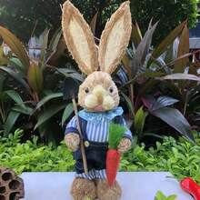 Easter Rabbit Decoration Bunny Figure Cattail Craft Ornament Home Holiday Cute Bunny Home Decoration Easter Rabbit Decoration - 氣球-1個 - 查看 4