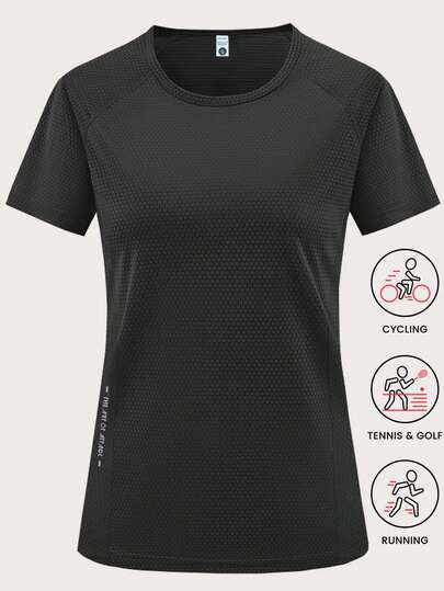 Women's Quick Dry Lightweight Short Sleeve T-Shirt, Breathable Athletic Tee Tops For Workout Running Gym