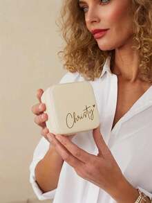 Personalized Handwritten Name Heart-Shaped Jewelry Box - Customized Beige Travel Jewelry Storage Box With Zipper Closure, Fabric Lining, Perfect Bridesmaid Invitation Gift Or Couple's Memento, Elegant Design | Soft Lining, Wedding Gift Jewelry Box - Multicolor - View 7