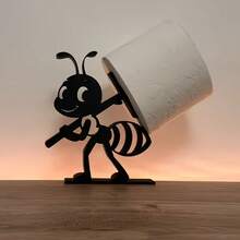 Ant-Shaped Roll Paper Holder, Toilet Paper Holder Bathroom Creative Ornaments, Multi-Functional Paper Towel Storage Crafts, Plastic Material (Excluding Paper Towels) - Black - View 1