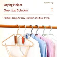 Juego portátil y plegable de 5 perchas con agarre antideslizante y diseño sin rastro, organizador de armario plegable y ahorra espacio para el hogar, dormitorio, caravana, viajes de negocios, apartamento y necesidades de organización - Multicolor - Ver 3