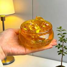 元宝水晶玻璃宝盆，内含1个大金锭和32个小金锭，水晶风水招财碗，家居办公摆件，寓意繁荣昌盛。 - 聚寶盆 - 查看 2