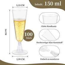 5/10/20/25/30/50/100pcs Transparent Champagne Glasses, 130ml/5oz Reusable Clear Champagne Flutes, Durable Elegant Champagne Cup Shape, Suitable For Weddings, Cocktail Parties, Holidays, Christmas, New Year - View 3
