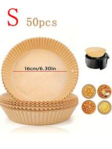 50/100个圆形/方形空气炸锅烘焙纸垫 - （可选100/500个蛋糕烘焙纸杯）一次性烘焙用品，耐热，防油，适用于空气炸锅、烤箱、微波炉、压力锅，可用于烘焙蛋糕、薯条、鸡肉、香肠、糕点、纸杯蛋糕、饼干、披萨等。 - 查看 23