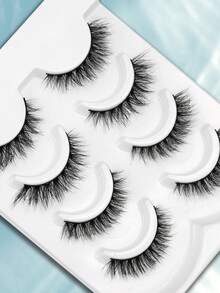 4 Pairs Mixed 2 Styles, 5-13mm Length Black Messy Crossing Dense Short Eyelashes, Suitable For Daily Wear - 黑色 - 查看 6