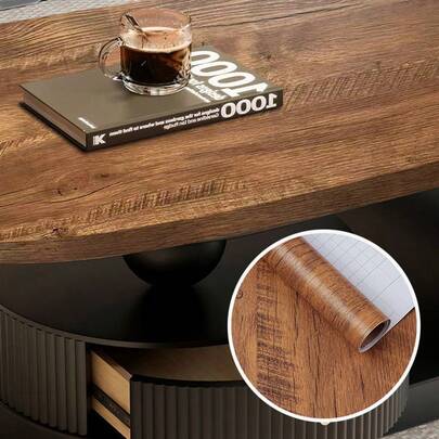 Realistic Brown Wood Grain Wallpaper/Contact Paper For Home Or Office Desk/Wall Decor, Furniture Renovation, Waterproof And Easy To Clean