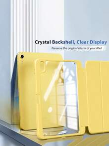 Hybrid Slim Case For Air 11-Inch M3 (2025) / M2 (2024), Air 5th (2022) / 4th Generation (2020) 10.9 Inch - Shockproof Cover With Clear Back Shell & Pencil Holder,Yellow - Gold - View 2