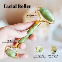 Juego de Gua Sha de jade natural, rodillo facial de cuarzo rosa para mujeres, masajeador facial de jade, herramienta de cuidado y belleza, spa y autocuidado, herramienta de masaje de elevación facial, suministros de esteticista, rodillo de masaje facial, artículos de belleza esenciales - Verde - Ver 9