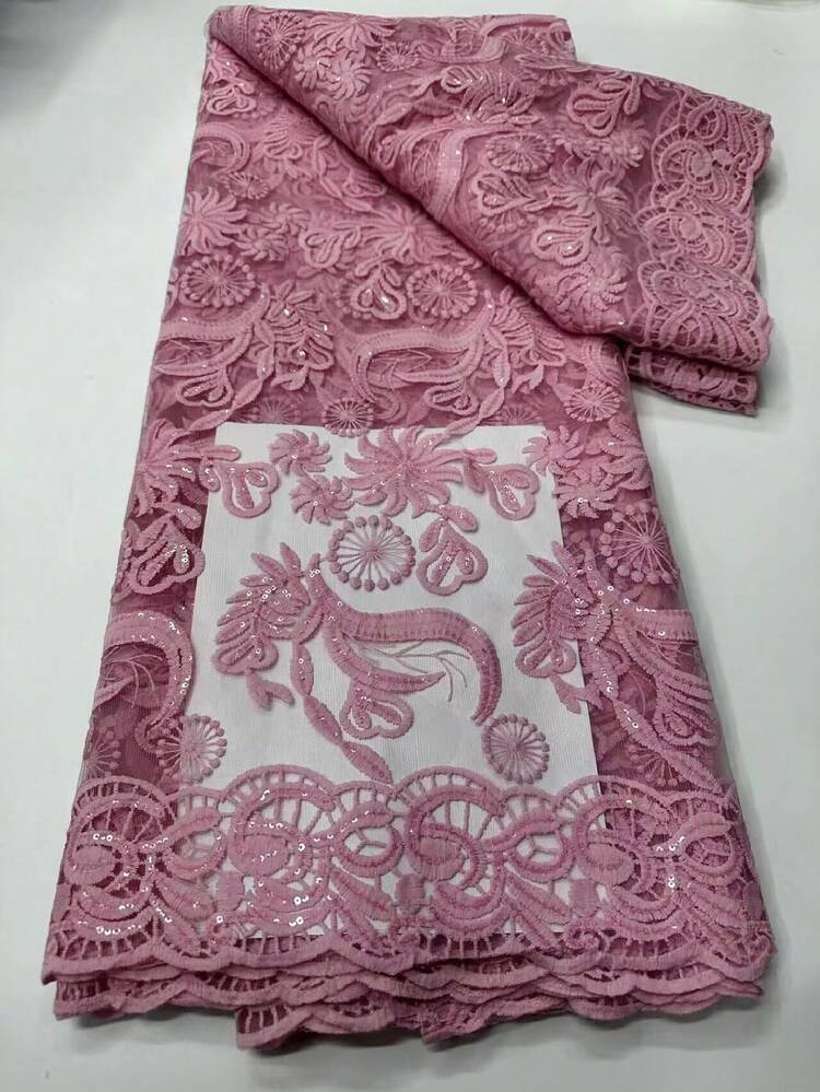 1 Yard/5 Yards High-Quality Blue/Red Floral Sequin Lace Mesh Fabric, Soft Breathable Sheer Netting Fabric For Women's Clothing, Bridal Gowns, Party Dresses, Home Sewing, DIY Decoration - A - View 8