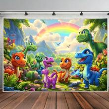 1 Party Banner With Various Cartoon Dinosaur Patterns, Suitable For Background Decoration And Photo Props. Polyester Material, Can Be Used For Home Room And Wall Decoration, As Well As Party Background And Banners, Various Scenes And Sizes To Choose From. - C - View 4