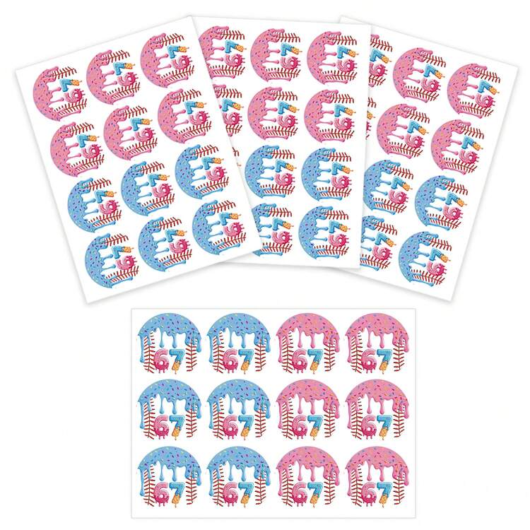 Ice Cream Baseball 67 Themed Party Packaging Food Bags, Birthday Candy Bags, Birthday Gift Favors Bags With Stickers, Ice Cream Baseball 67 Gift Bags Birthday Party Supplies Cartoon Party Favor Candy Bags - View 7