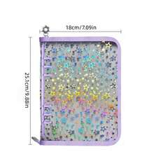 1pc A5 Laser Star Shaped Zipper Binder, PVC Material, Can Be Used As File Folder, Stamp Book, Sticker Book, Pencil Case, Also Can Be Used As Photo Album, Savings Plan Book, Diary, File Organizer, Budget Binder, Planner Insert - Multicolor - View 5