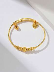 1pc Fashionable Versatile Minimalist Golden Adjustable Bangle Bracelet For Women - Yellow Gold - View 15