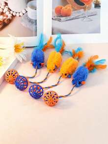 1 pieza Juguete de peluche de ardilla con campana y cuerda, juguete interactivo para gatos, solo para mascotas - Multicolor - Ver 5