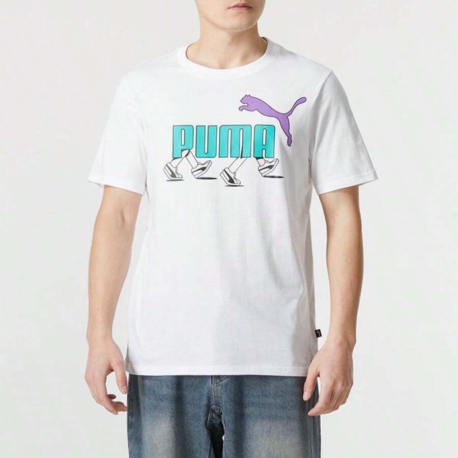 Puma GRAPHICS Sneaker Tee T-Shirt Short Sleeve For Men, Sports & Casual 682152-02 - Puma White - View 1