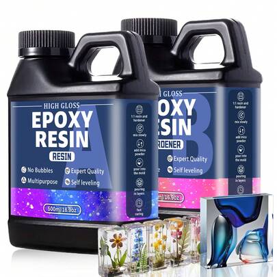 500ml Epoxy Resin, Crystal Clear Epoxy Resin Kit - No Yellowing No Bubble Art Resina Casting Resins For Art Crafts, Jewelry Making, Wood & Molds.