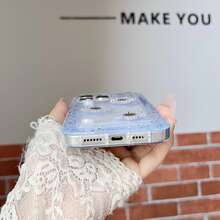 1 pieza Carcasa de concha con brillo, Funda de teléfono personalizada con flor + perla, Funda de teléfono con diseño de nombre personalizado, Funda de teléfono con forma de corazón, Regalo de aniversario, Regalo del Día de San Valentín, Regalo, Regalo de cumpleaños, Regalo de boda, Regalo del Día de la Madre, Regalo del Día del Padre, Regalo para mejor amigo, Regalo para mamá/papá, Regalo para novio, Regalo para novia, Adecuado para S25 Ultra/S25 Plus/S25/S24 Ultra - Púrpura malva - Ver 3