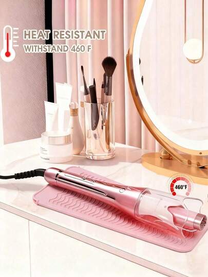 便携式硅胶隔热垫，双层隔热垫，旅行收纳袋/盒，耐热温度高达 480°F（约 249°C），防滑隔热垫，适用于旅行化妆包和美发工具箱