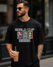 2026 World Cup Shirt, Oversized Soccer Tee, USA Vintage Canada Mexico Graphic Tee, Retro Football Fan Gift - 黑色 - 查看 1