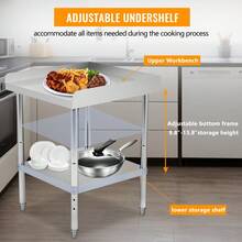 Mesa de Acero Inoxidable para Trabajo Pesado 30x30x30" – Certificación NSF, Capacidad 400 lb, Altura Ajustable con Borde de 2" – Ideal para Restaurantes, Cocinas, Hoteles y Hogar – Múltiples Tamaños - 30*30*30 pulgadas - Ver 5